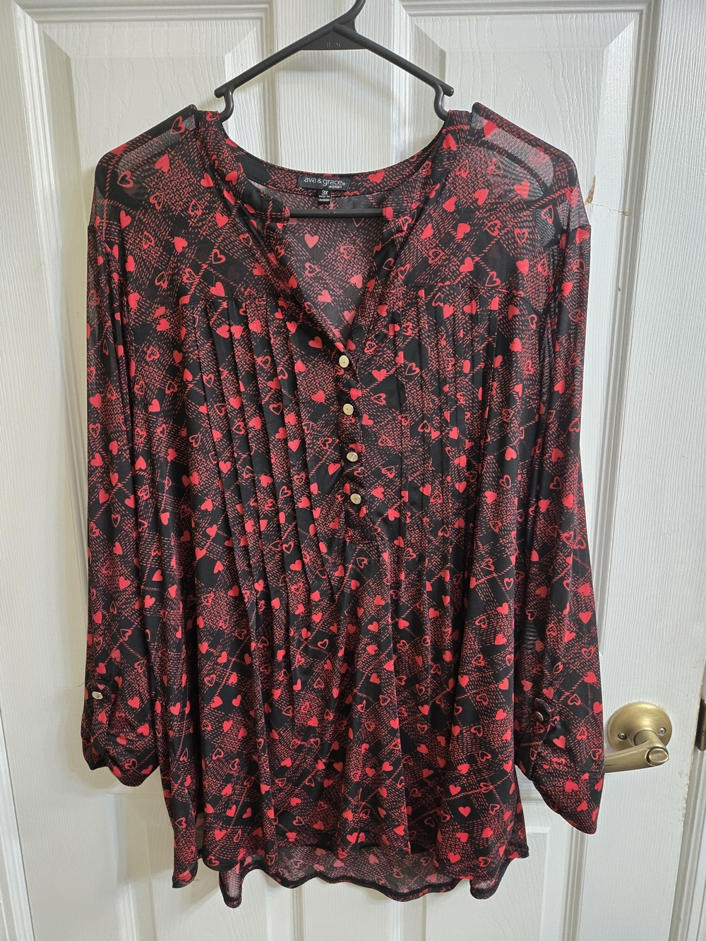 Ava & Grace Black Tunic with Red Heart Print
